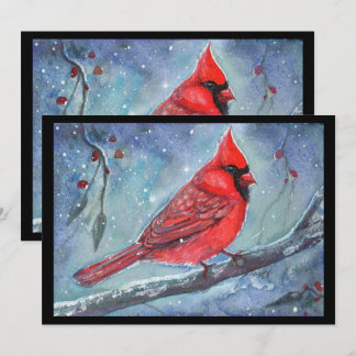 Cartes Pour Fêtes Annuelles Red cardinal watercolor design by Renee Lavoie