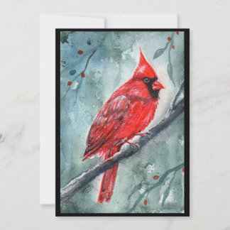 Cartes Pour Fêtes Annuelles Red cardinal watercolor design by Renee Lavoie