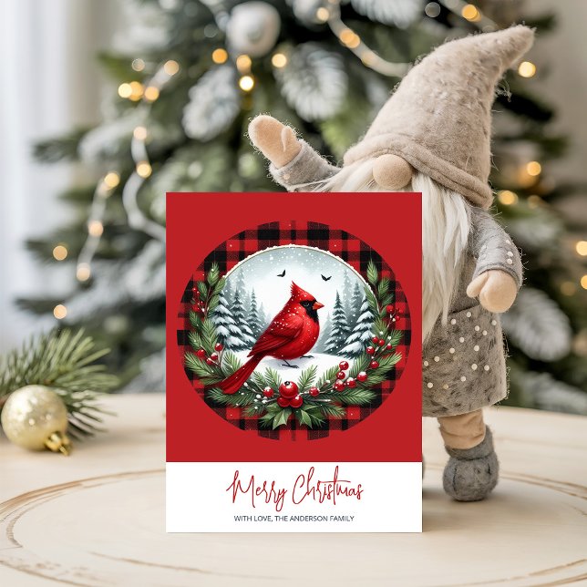 Cartes Pour Fêtes Annuelles Red Cardinal with Holly Berries (Créateur téléchargé)