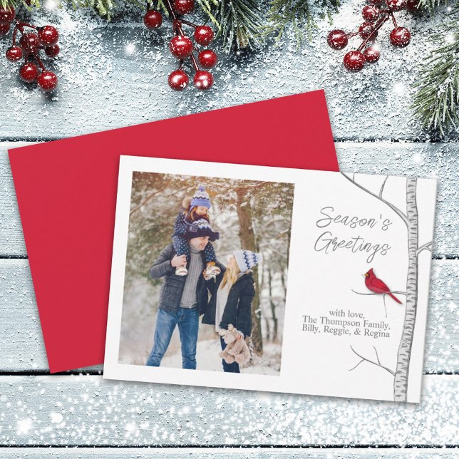 Cartes Pour Fêtes Annuelles Red Cardinal Woodland Winter Tree Multi One Photo (Créateur téléchargé)