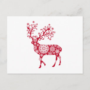 Cartes Pour Fêtes Annuelles Red Christmas deer with snowflakes