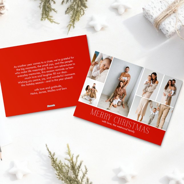 Cartes Pour Fêtes Annuelles RED Christmas Elegant 6 Collage Message photo (Créateur téléchargé)