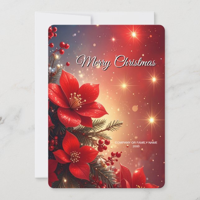 Cartes Pour Fêtes Annuelles Red Christmas Floral Holiday Card (Devant)