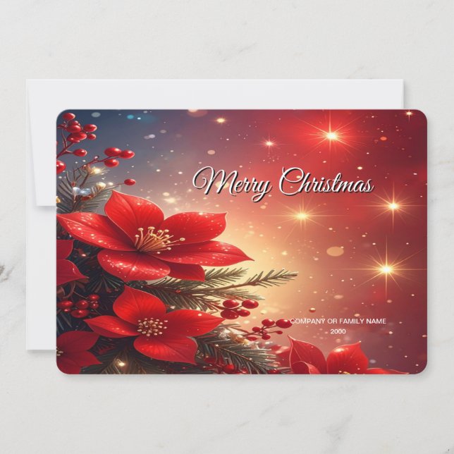 Cartes Pour Fêtes Annuelles Red Christmas Floral Holiday Card (Devant)