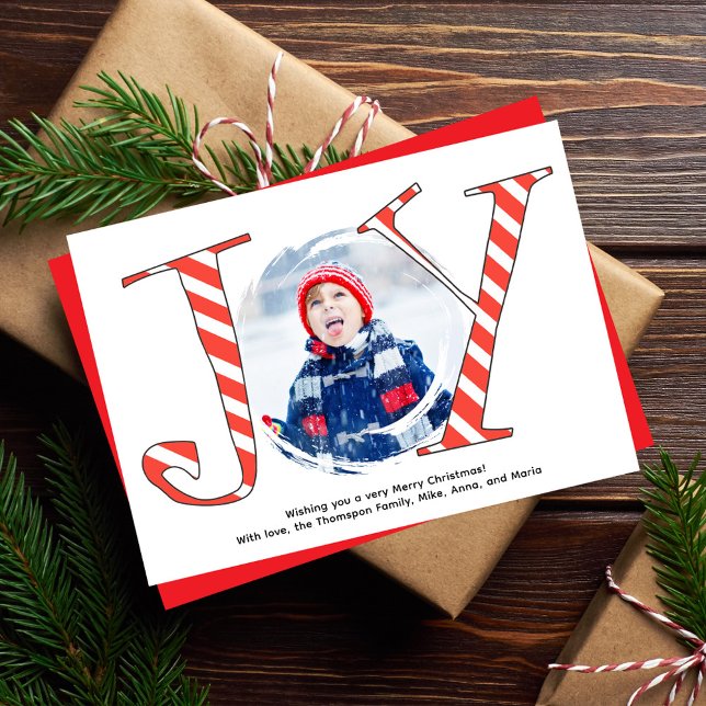 Cartes Pour Fêtes Annuelles Red Christmas Photo Joy Typographie (Joy typography Christmas photo card template. )