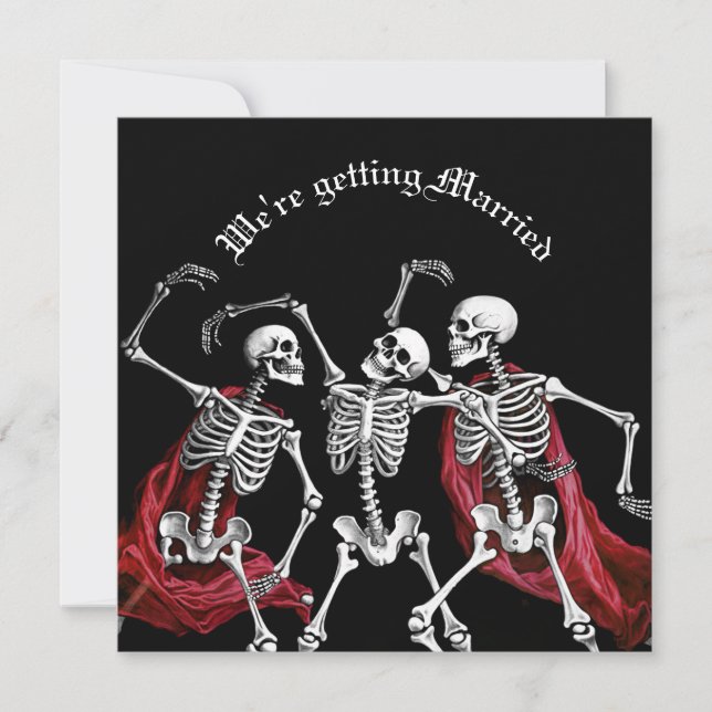 Cartes Pour Fêtes Annuelles Red Death Dancing Skeletons Mariage gothique (Devant)