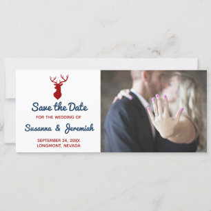 Cartes Pour Fêtes Annuelles Red Deer Mountain Bleu rustique Sauvez la date