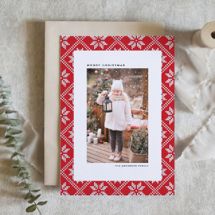 Cartes Pour Fêtes Annuelles Red Fair Isle Knit Motif Photo Noël