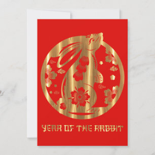 Cartes Pour Fêtes Annuelles Red Gold Chinois Nouvel An du lapin