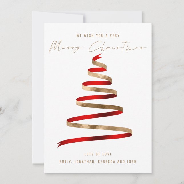 Cartes Pour Fêtes Annuelles Red Gold Tree 2024 Calendrier Joyeux Noël (Devant)