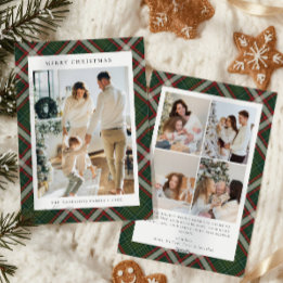 Cartes Pour Fêtes Annuelles Red Green Buffalo Plaid Photo collage Christmas  