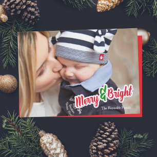 Cartes Pour Fêtes Annuelles Red Green Merry & Bright Photo Card Christmas