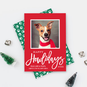 Cartes Pour Fêtes Annuelles Red Green moderne Happy Howlidays Chien Chien Chie