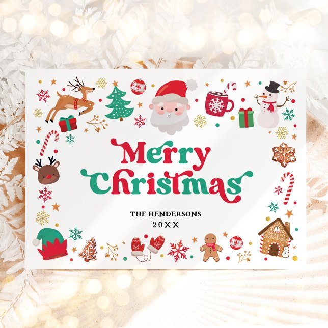 Cartes Pour Fêtes Annuelles Red Green Père Noël Joyeux Noël hiver Wonderland (Créateur téléchargé)