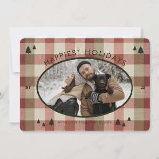 Cartes Pour Fêtes Annuelles Red Green Tartan Plaid Cozy Blanket Holiday Card