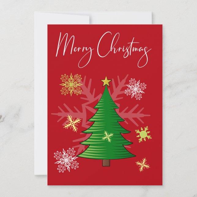 Cartes Pour Fêtes Annuelles Red Green White Snowflakes Joyeux Noël (Devant)