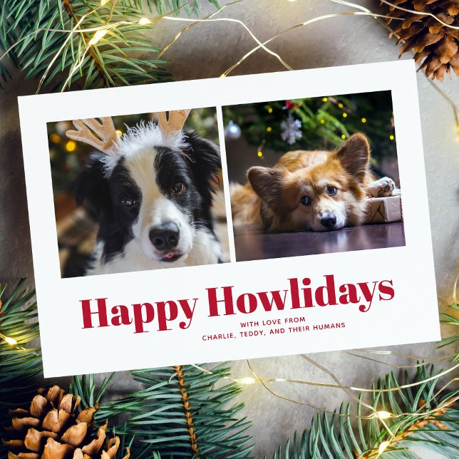 Cartes Pour Fêtes Annuelles Red "Happy Howlidays" des Chiens (Créateur téléchargé)