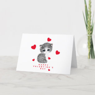 Cartes Pour Fêtes Annuelles Red Heart Cat Valentine's Day Cards