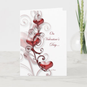 Cartes Pour Fêtes Annuelles Red Heart Swirls Valentine's Day Greeting Card