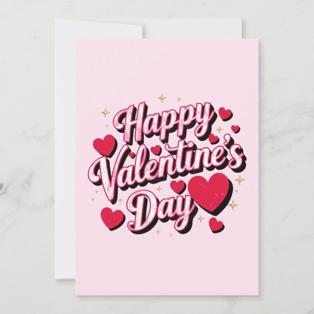Cartes Pour Fêtes Annuelles Red Hearts Happy Valentine's Day Pink  (Devant)