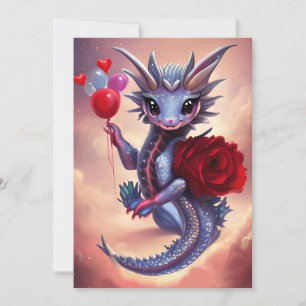 Cartes Pour Fêtes Annuelles Red Hearts Imaginaire Valentine Dragon