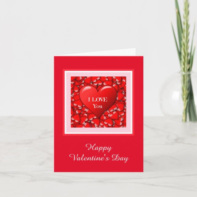 Cartes Pour Fêtes Annuelles Red Hearts on Valentine's Day Note Card (Devant)