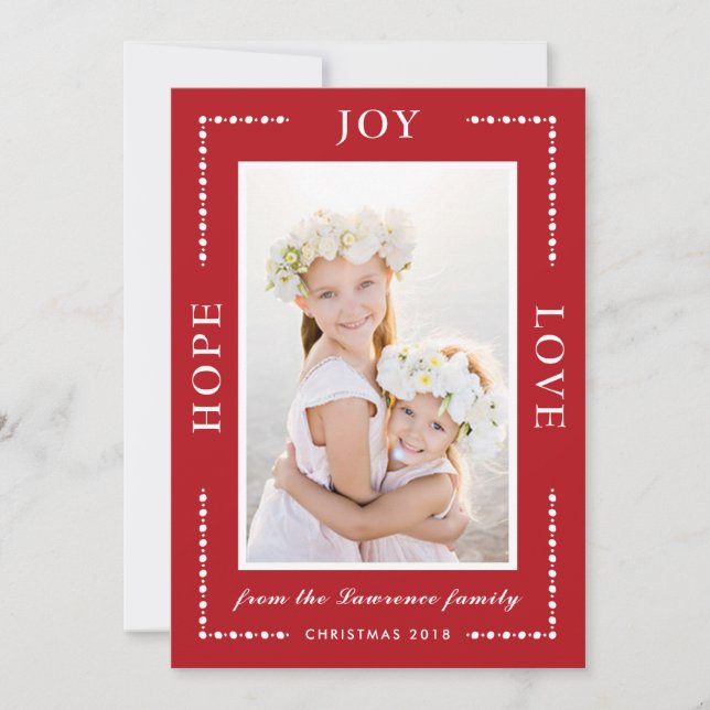 Cartes Pour Fêtes Annuelles Red Hope Joy Love Modern Christmas Photo (Devant)