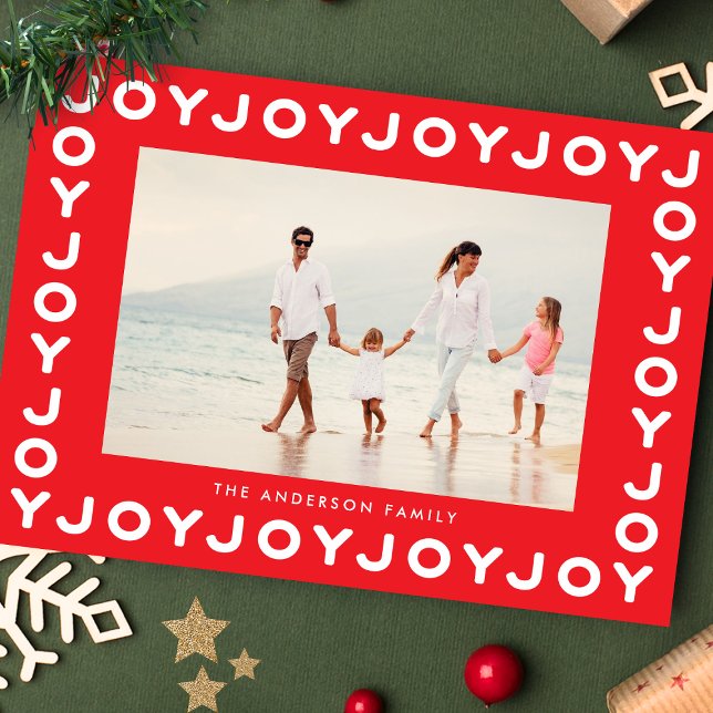 Cartes Pour Fêtes Annuelles RED JOY | Cadre photo de Noël (Créateur téléchargé)