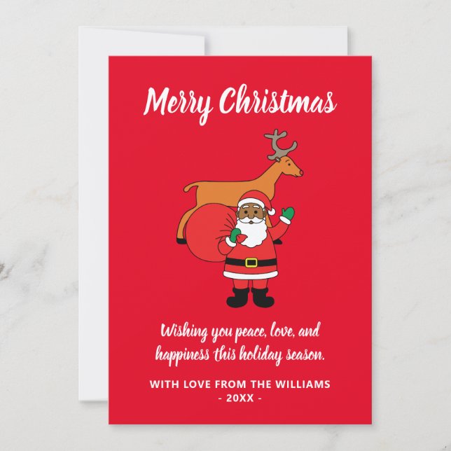 Cartes Pour Fêtes Annuelles Red Joyeux Noël Afro-Américain Père Noël (Devant)