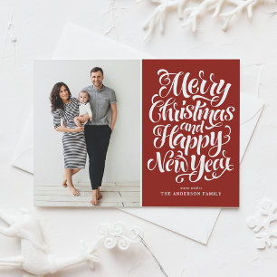 Cartes Pour Fêtes Annuelles Red Joyeux Noël et Bonne Année Photo