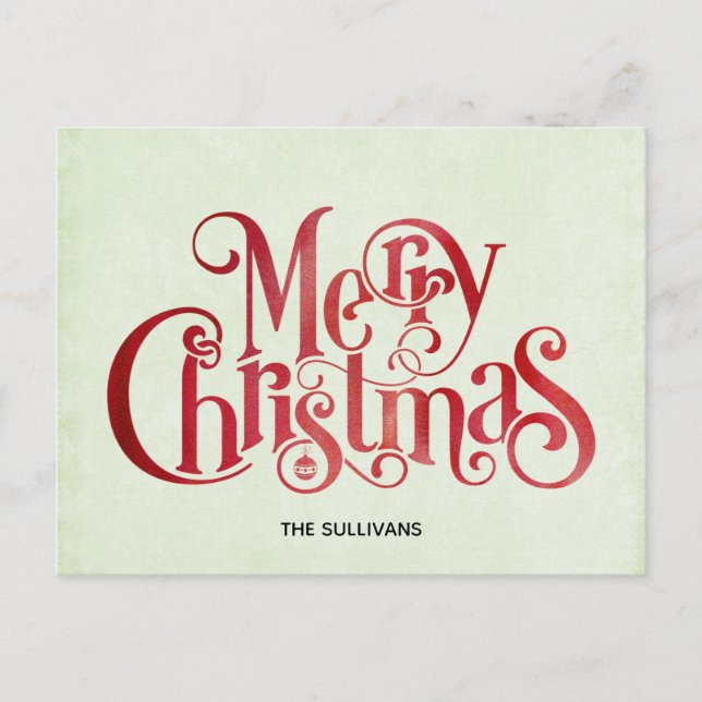 Cartes Pour Fêtes Annuelles Red Joyeux Noël Typographie Festive Police (Devant)