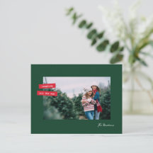 Red Label Single Photo Flat Holiday Postcard
