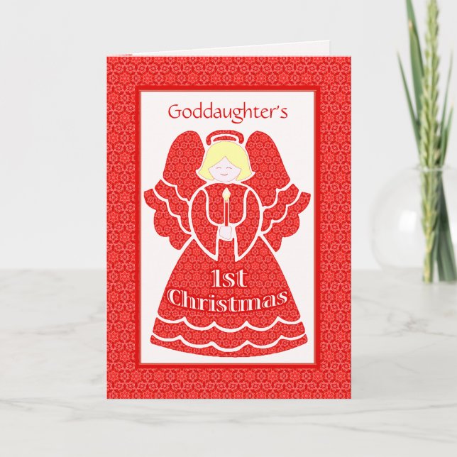 Cartes Pour Fêtes Annuelles Red Lace 1er Noël Angel pour Godgirl (Devant)