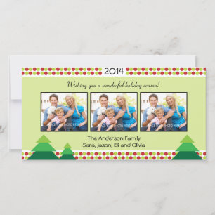 Cartes Pour Fêtes Annuelles Red & Lime Green, 3 cadre photo Noël
