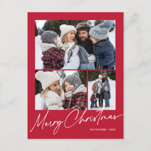 Cartes Pour Fêtes Annuelles Red Merry Christmas Calligraphie Simple 3 Photo