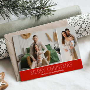Cartes Pour Fêtes Annuelles RED MERRY Christmas Elegant 2 Message photo