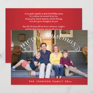 Cartes Pour Fêtes Annuelles Red Merry Christmas Family Photo