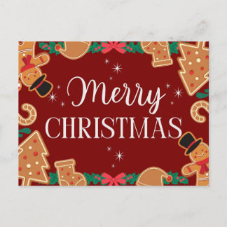Cartes Pour Fêtes Annuelles Red Merry Christmas Gingerbread 
