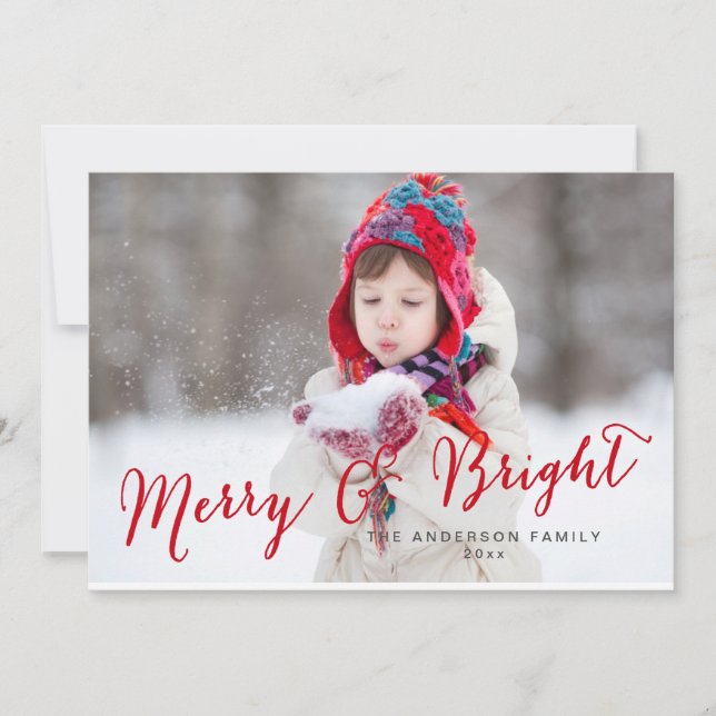 Cartes Pour Fêtes Annuelles Red Merry et Bright Photo (Devant)