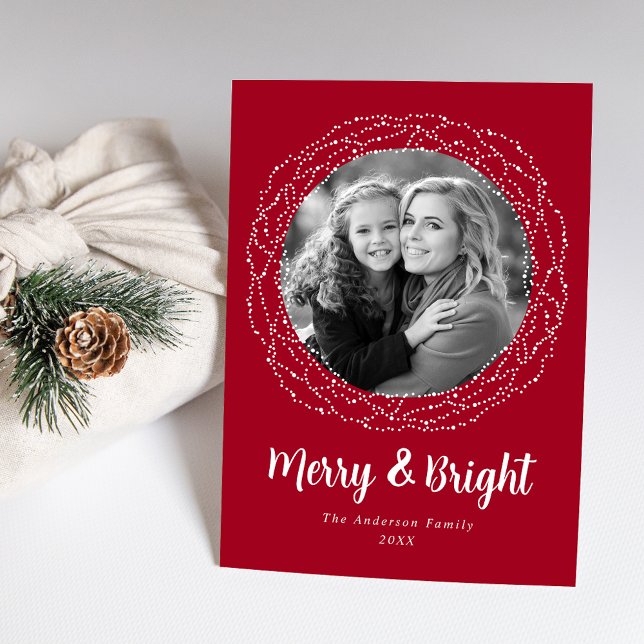 Cartes Pour Fêtes Annuelles Red Merry et Bright Photo (Créateur téléchargé)
