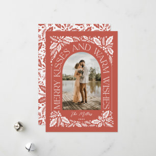 Cartes Pour Fêtes Annuelles Red Merry Kisses et Witiers Berry Arch Photo