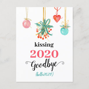 Cartes Pour Fêtes Annuelles Red Mistletoe Kiss Adieu à 2020 Do-over Funny