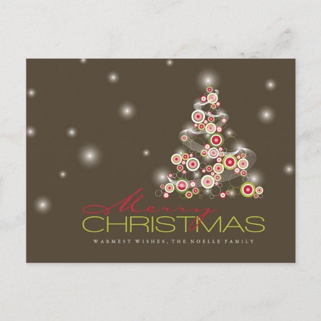 Cartes Pour Fêtes Annuelles Red Mod Cercles brillant Joyeux sapin de Noël (Devant)