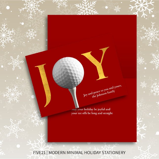 Cartes Pour Fêtes Annuelles Red Modern Golf Joy & Peace Folle Noël (Créateur téléchargé)