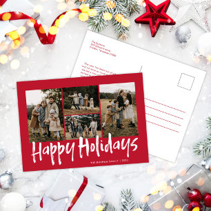 Cartes Pour Fêtes Annuelles Red Modern Letting Cinq photo Happy