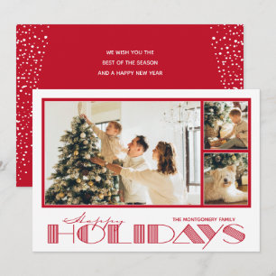 Cartes Pour Fêtes Annuelles Red Multiple Photo Happy