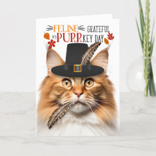 Cartes Pour Fêtes Annuelles Red Norwegian Forest Chat Grateful PURRkey Day
