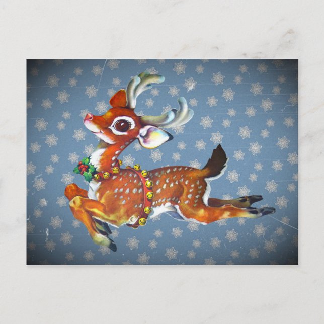 Cartes Pour Fêtes Annuelles Red Nose Reindeer Art Vintage (Devant)