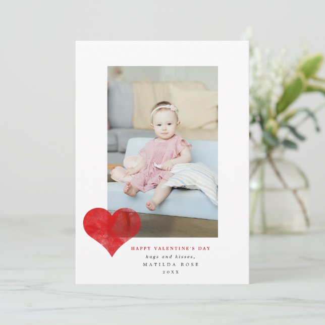 Cartes Pour Fêtes Annuelles Red Painterly Heart Modern Valentine's Day Photo (Debout devant)
