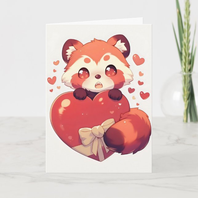 Cartes Pour Fêtes Annuelles Red Panda Kawaii Love (Devant)